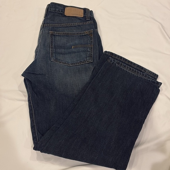 Calvin Klein Relaxed Straight Men's Dark Blue Jeans - Picture 2 of 5